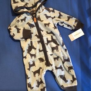NWT Cozy Hooded Dog Romper/Pajamas 3m Carter’s